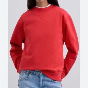 ANINE BING crewneck sweatshirt washed red cotton French terry oversize small